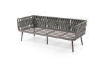 Four Piece Gray and Taupe Metal Upholstered Cushions Sofa Seating Group With Table  Warm Home View
