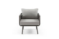 Four Piece Gray and Taupe Metal Upholstered Cushions Sofa Seating Group With Table  Warm Home View