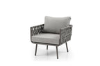 Four Piece Gray and Taupe Metal Upholstered Cushions Sofa Seating Group With Table  Warm Home View