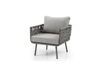 Four Piece Gray and Taupe Metal Upholstered Cushions Sofa Seating Group With Table  Warm Home View