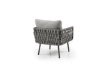 Four Piece Gray and Taupe Metal Upholstered Cushions Sofa Seating Group With Table  Warm Home View