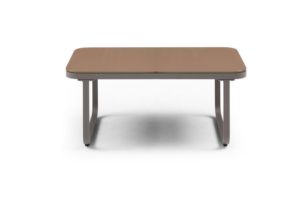 Four Piece Gray and Taupe Metal Upholstered Cushions Sofa Seating Group With Table  Warm Home View