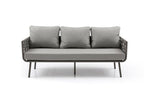 Four Piece Gray and Taupe Metal Upholstered Cushions Sofa Seating Group With Table  Warm Home View
