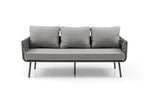 Four Piece Gray and Taupe Metal Upholstered Cushions Sofa Seating Group With Table  Warm Home View
