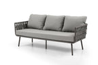 Four Piece Gray and Taupe Metal Upholstered Cushions Sofa Seating Group With Table  Warm Home View