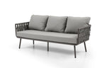 Four Piece Gray and Taupe Metal Upholstered Cushions Sofa Seating Group With Table  Warm Home View