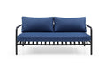 Four Piece Dark Gray and Blue Metal Upholstered Cushions Sofa Seating Group With Table  Warm Home View