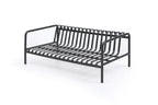 Four Piece Dark Gray and Blue Metal Upholstered Cushions Sofa Seating Group With Table  Warm Home View