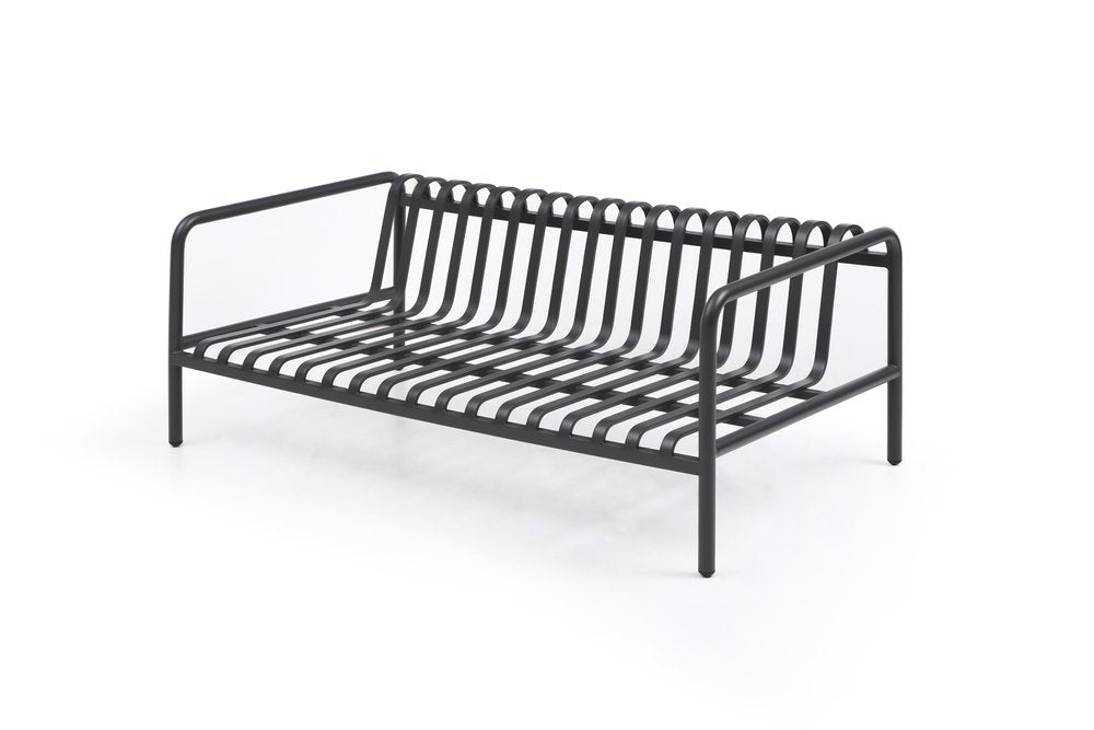 Four Piece Dark Gray and Blue Metal Upholstered Cushions Sofa Seating Group With Table  Warm Home View