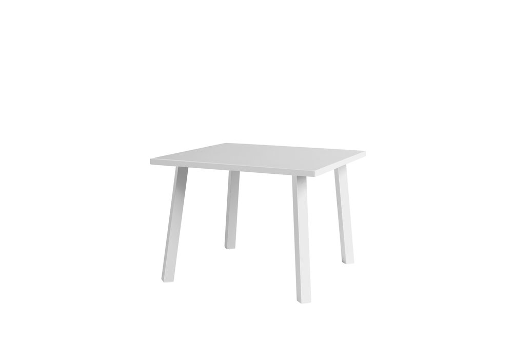 39" White Aluminum Square Outdoor Dining Table  Warm Home View