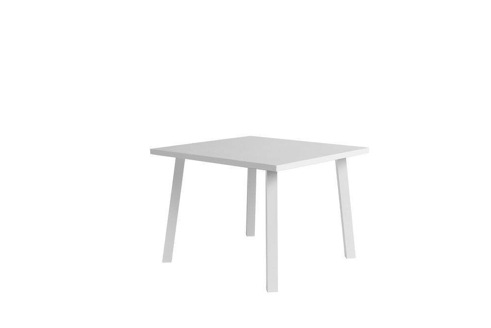 39" White Aluminum Square Outdoor Dining Table  Warm Home View