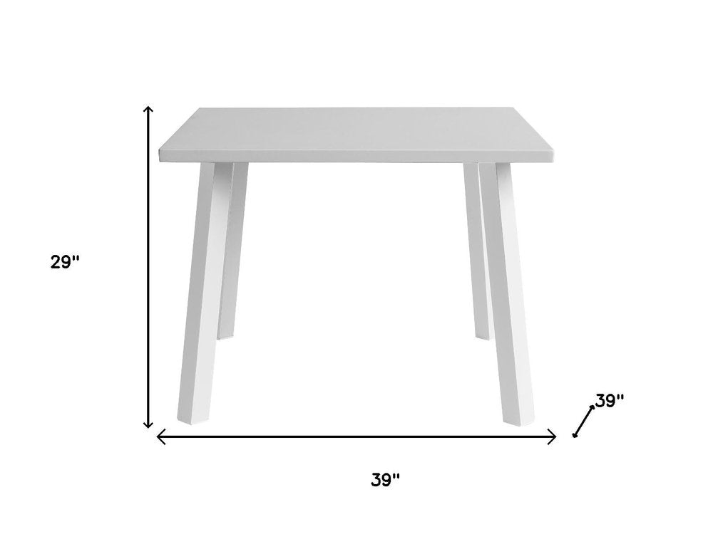 39" White Aluminum Square Outdoor Dining Table  Warm Home View