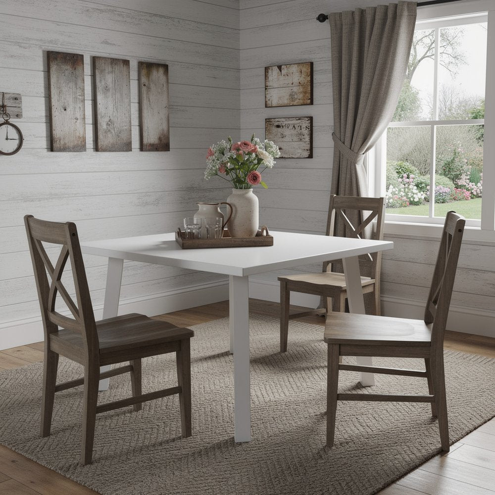 39" White Aluminum Square Outdoor Dining Table  Warm Home View