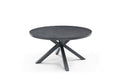 55" Dark Gray Ceramic Glass and Aluminum Round Outdoor Dining Table  Warm Home View