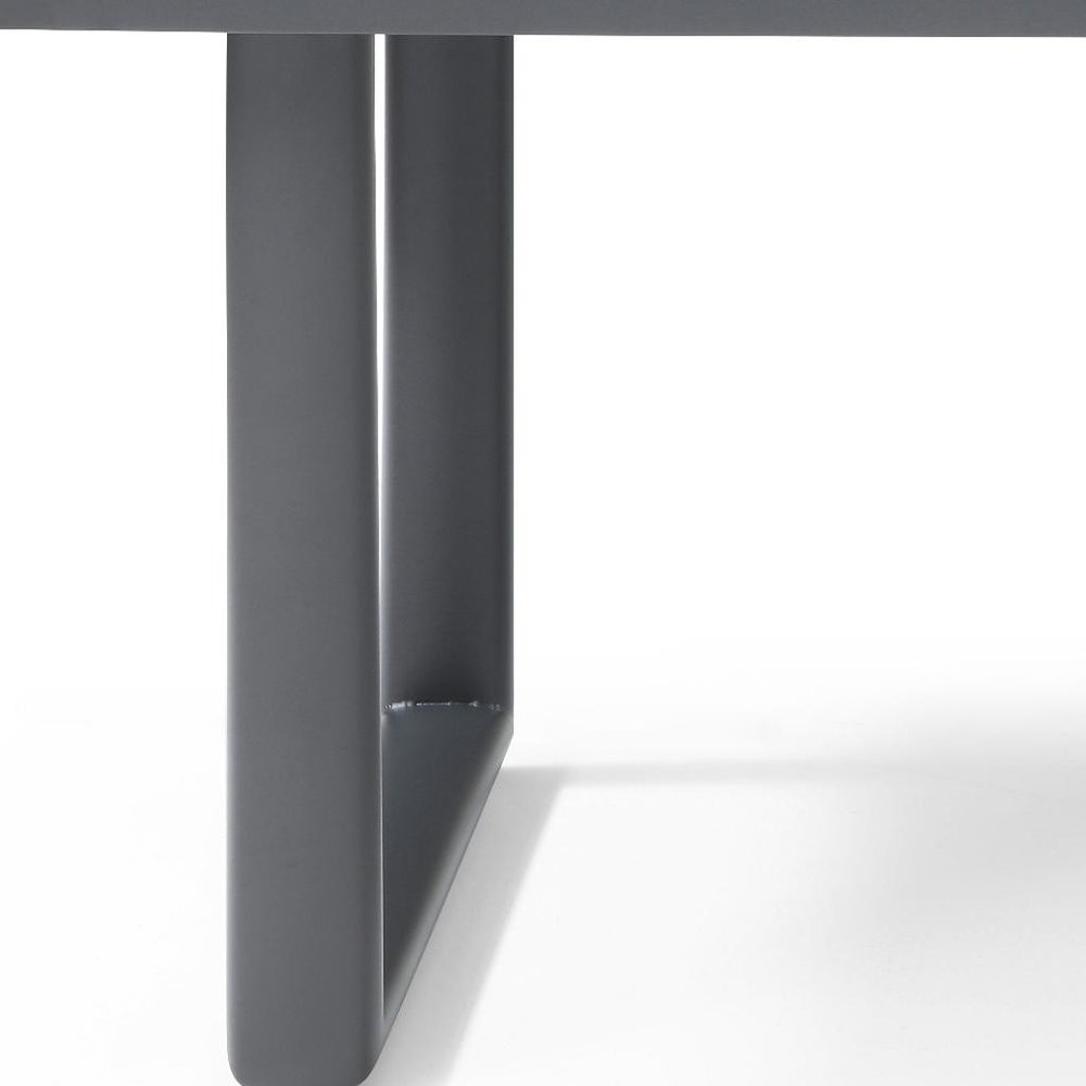 79" Dark Gray Ceramic Steel and Aluminum Outdoor Dining Table  Warm Home View