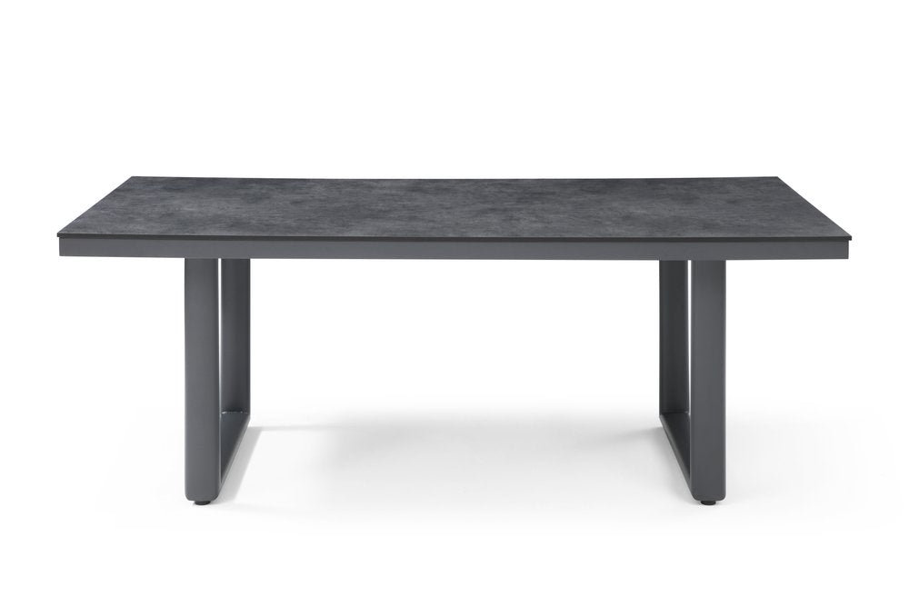 79" Dark Gray Ceramic Steel and Aluminum Outdoor Dining Table  Warm Home View