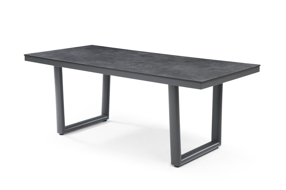 79" Dark Gray Ceramic Steel and Aluminum Outdoor Dining Table  Warm Home View