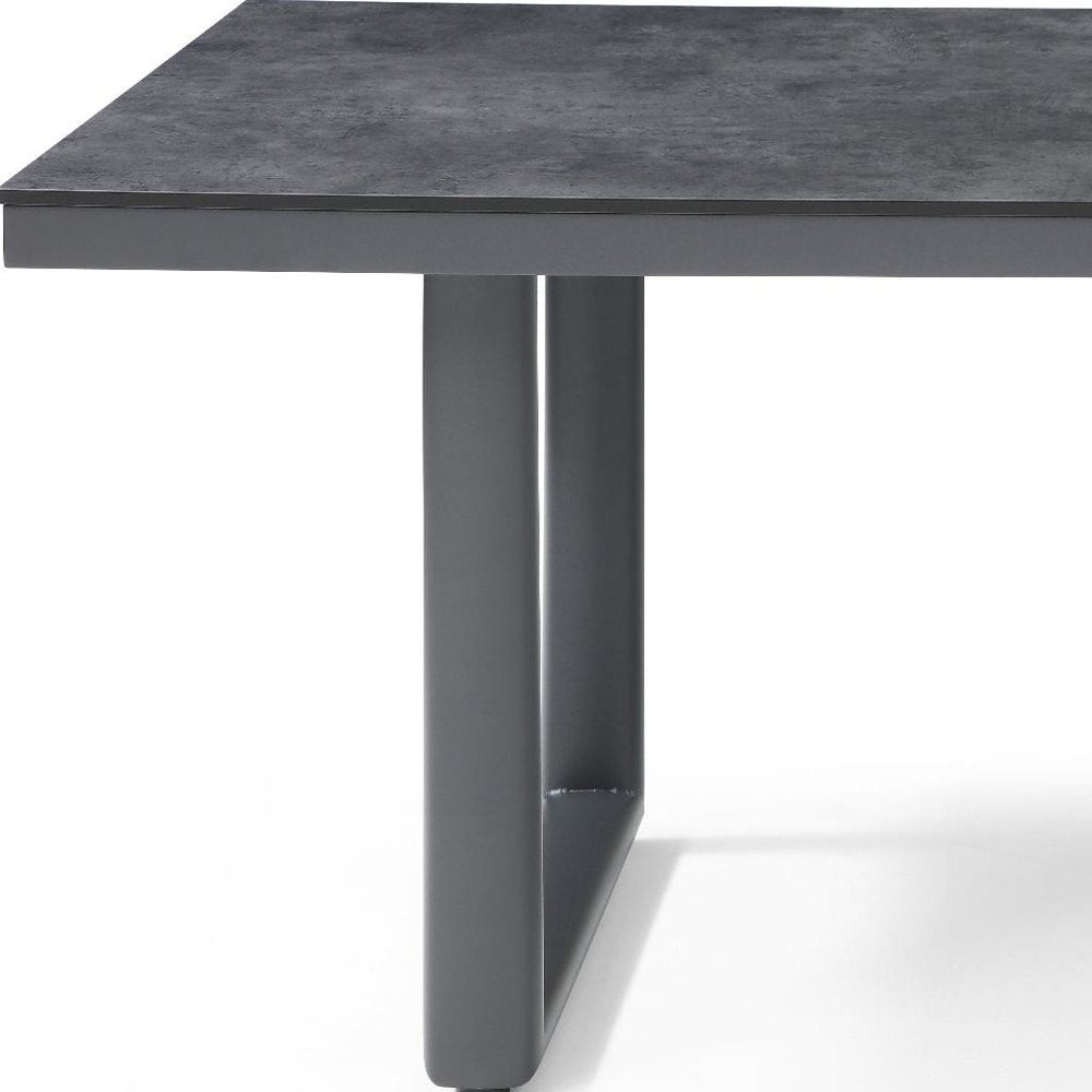 79" Dark Gray Ceramic Steel and Aluminum Outdoor Dining Table  Warm Home View