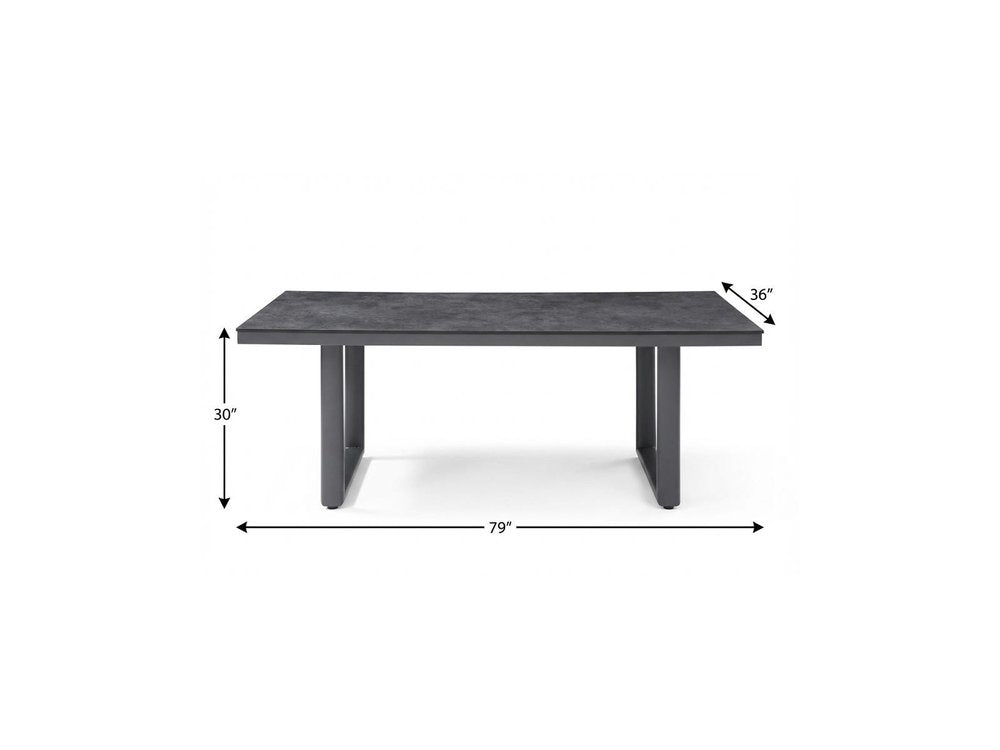 79" Dark Gray Ceramic Steel and Aluminum Outdoor Dining Table  Warm Home View