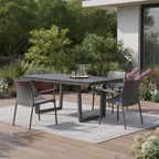 79" Dark Gray Ceramic Steel and Aluminum Outdoor Dining Table  Warm Home View