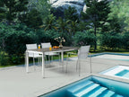 63" Dark Gray and Silver Ceramic Glass and Stainless Steel Outdoor Dining Table  Warm Home View