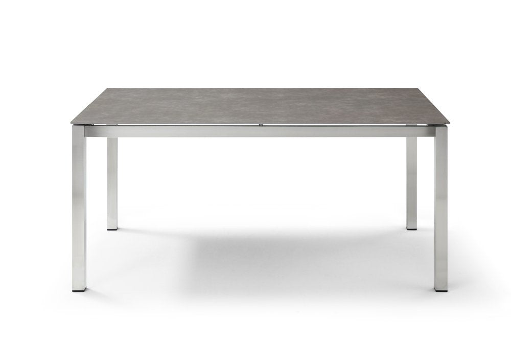 63" Dark Gray and Silver Ceramic Glass and Stainless Steel Outdoor Dining Table  Warm Home View