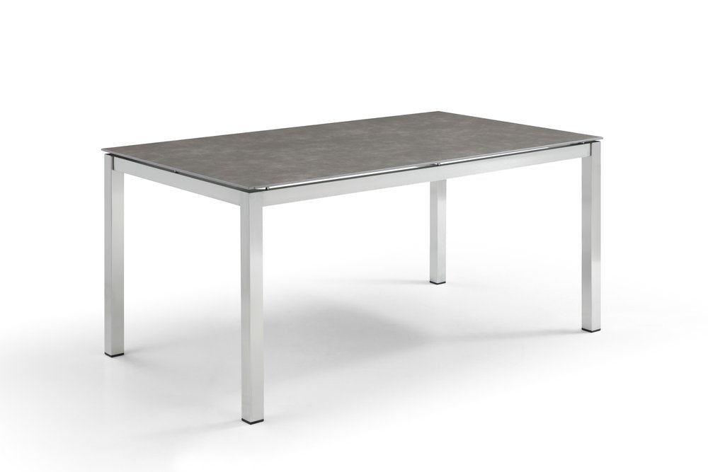 63" Dark Gray and Silver Ceramic Glass and Stainless Steel Outdoor Dining Table  Warm Home View