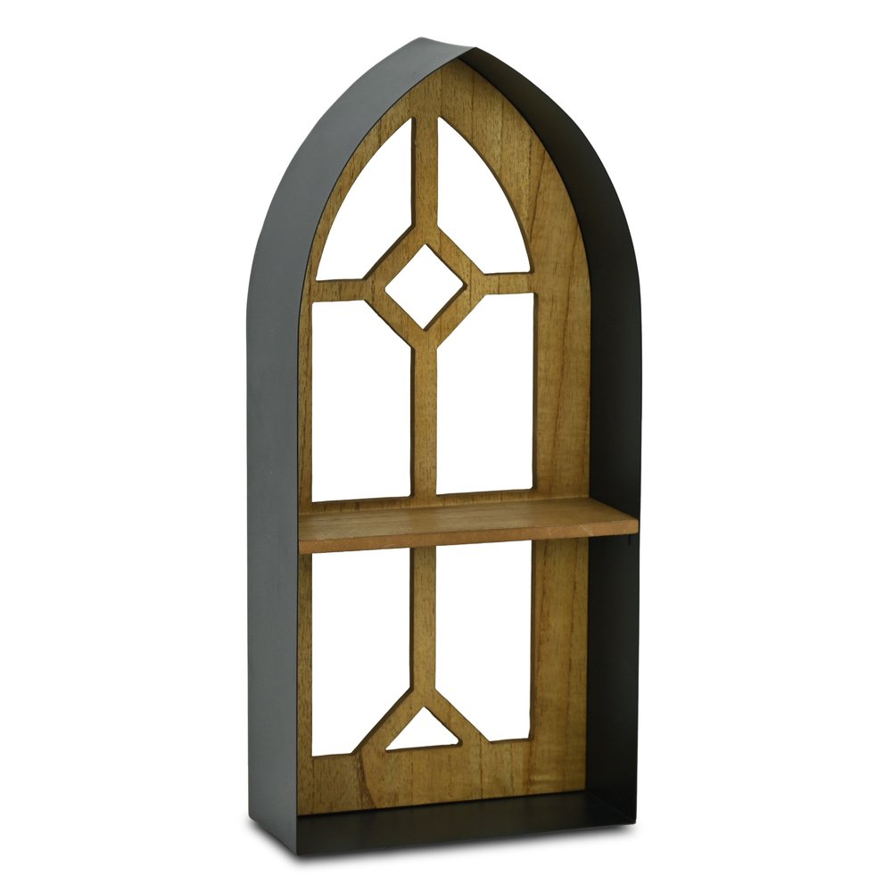 9" Black Metal Wall Mounted Accent Shelf  Warm Home View