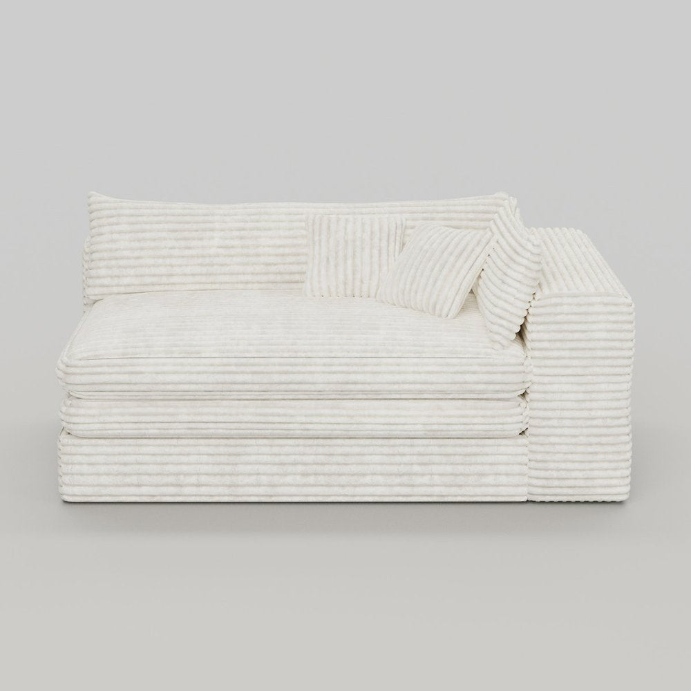 81" White Corduroy Lounge Chair  Warm Home View