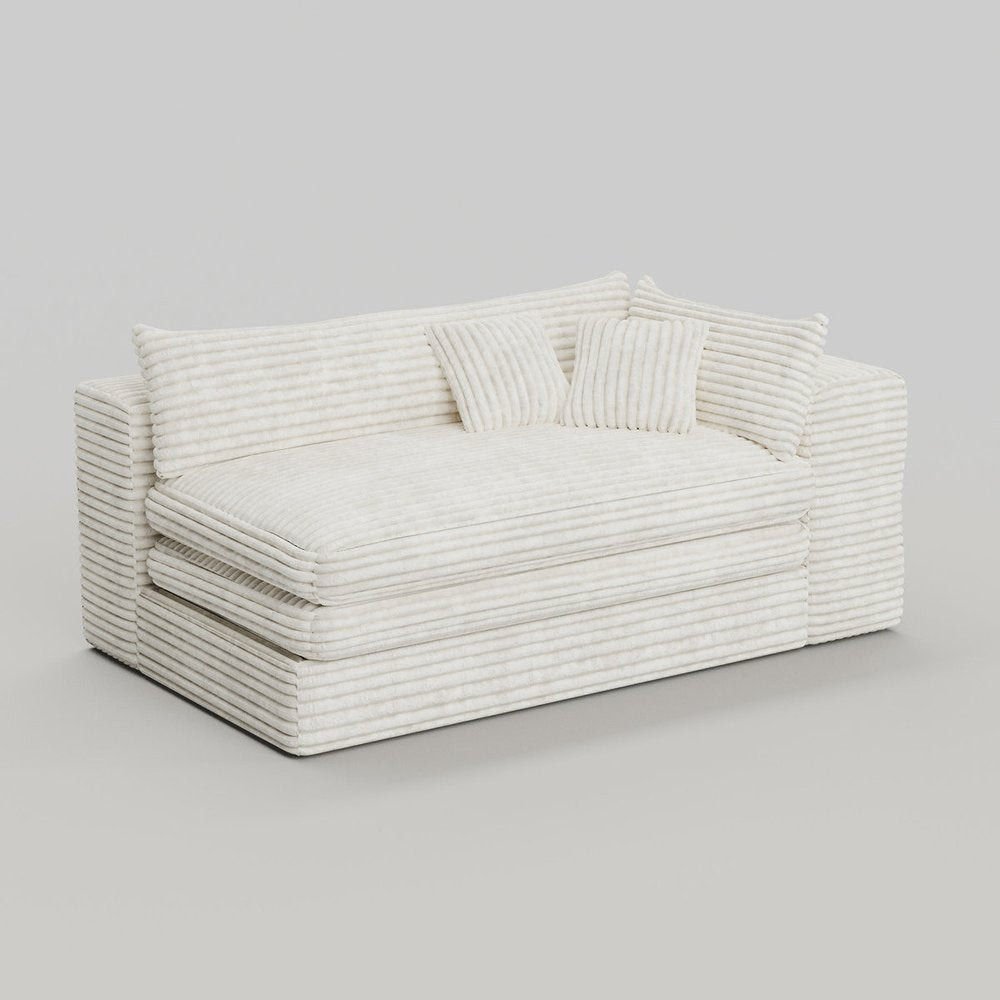 81" White Corduroy Lounge Chair  Warm Home View
