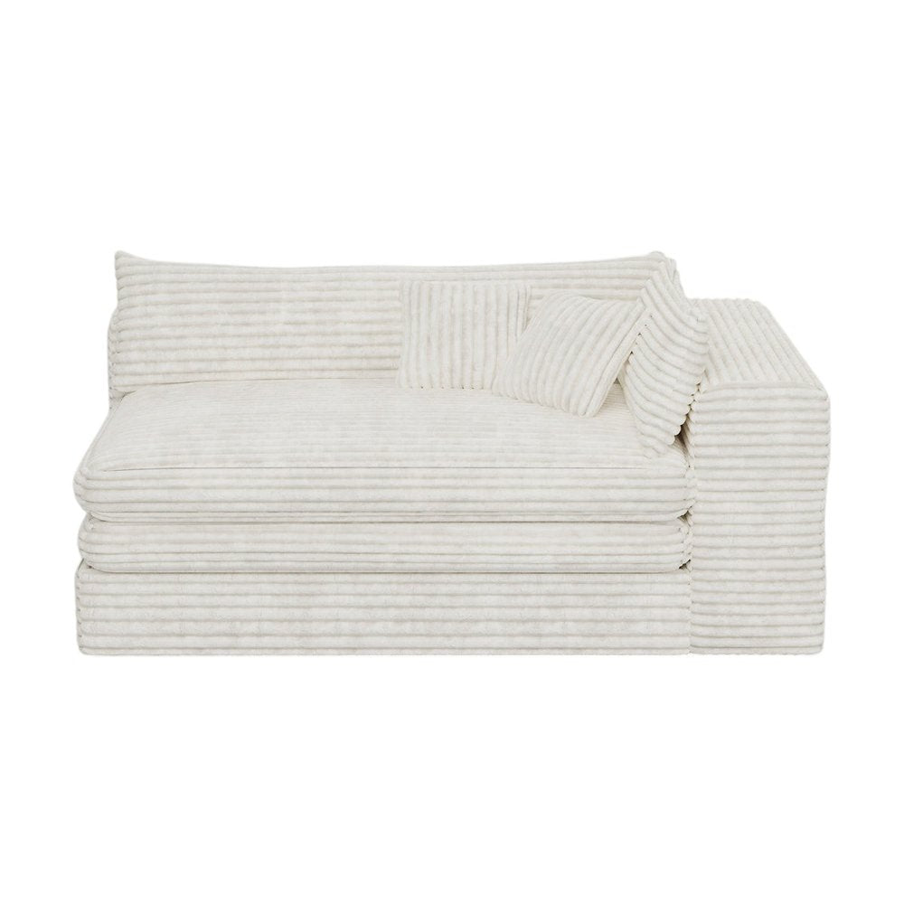 81" White Corduroy Lounge Chair  Warm Home View