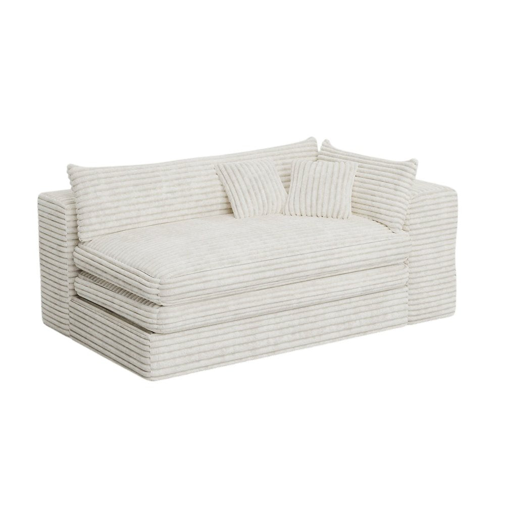 81" White Corduroy Lounge Chair  Warm Home View