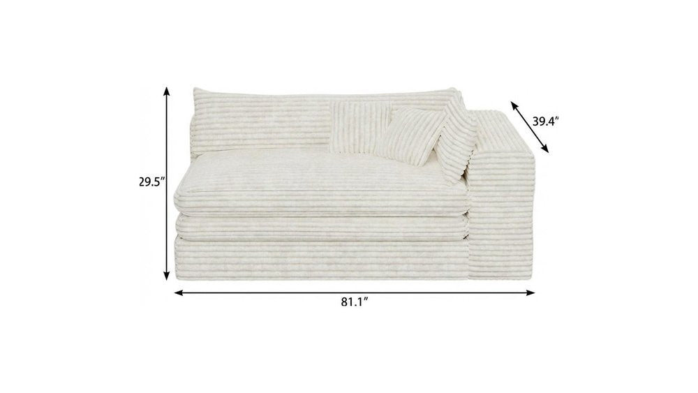 81" White Corduroy Lounge Chair  Warm Home View