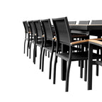 13 Piece Brown Solid Wood Dining Set with Twelve Chairs  Warm Home View
