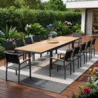 13 Piece Brown Solid Wood Dining Set with Twelve Chairs  Warm Home View
