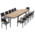 13 Piece Brown Solid Wood Dining Set with Twelve Chairs  Warm Home View