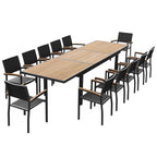 13 Piece Brown Solid Wood Dining Set with Twelve Chairs  Warm Home View