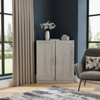 Set Of Two White Wood Corner Accent Cabinet With Two Doors  Warm Home View