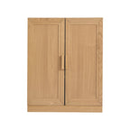 Set Of Two Natural Wood Corner Accent Cabinet With Two Doors  Warm Home View