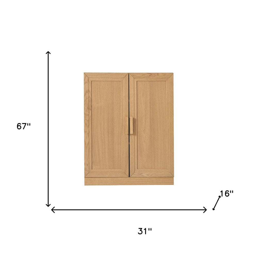 Set Of Two Natural Wood Corner Accent Cabinet With Two Doors  Warm Home View