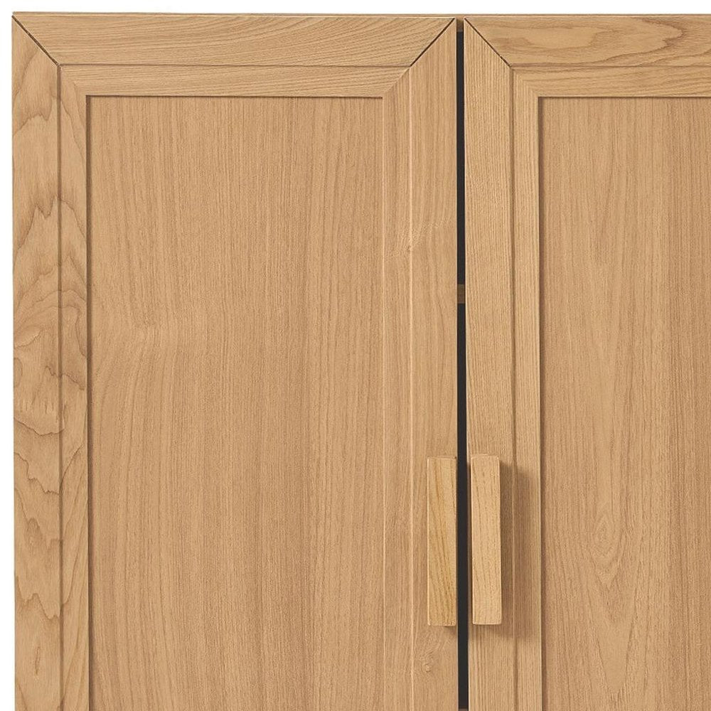 Set Of Two Natural Wood Corner Accent Cabinet With Two Doors  Warm Home View