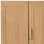 Set Of Two Natural Wood Corner Accent Cabinet With Two Doors  Warm Home View