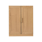 Set Of Two Natural Wood Corner Accent Cabinet With Two Doors  Warm Home View