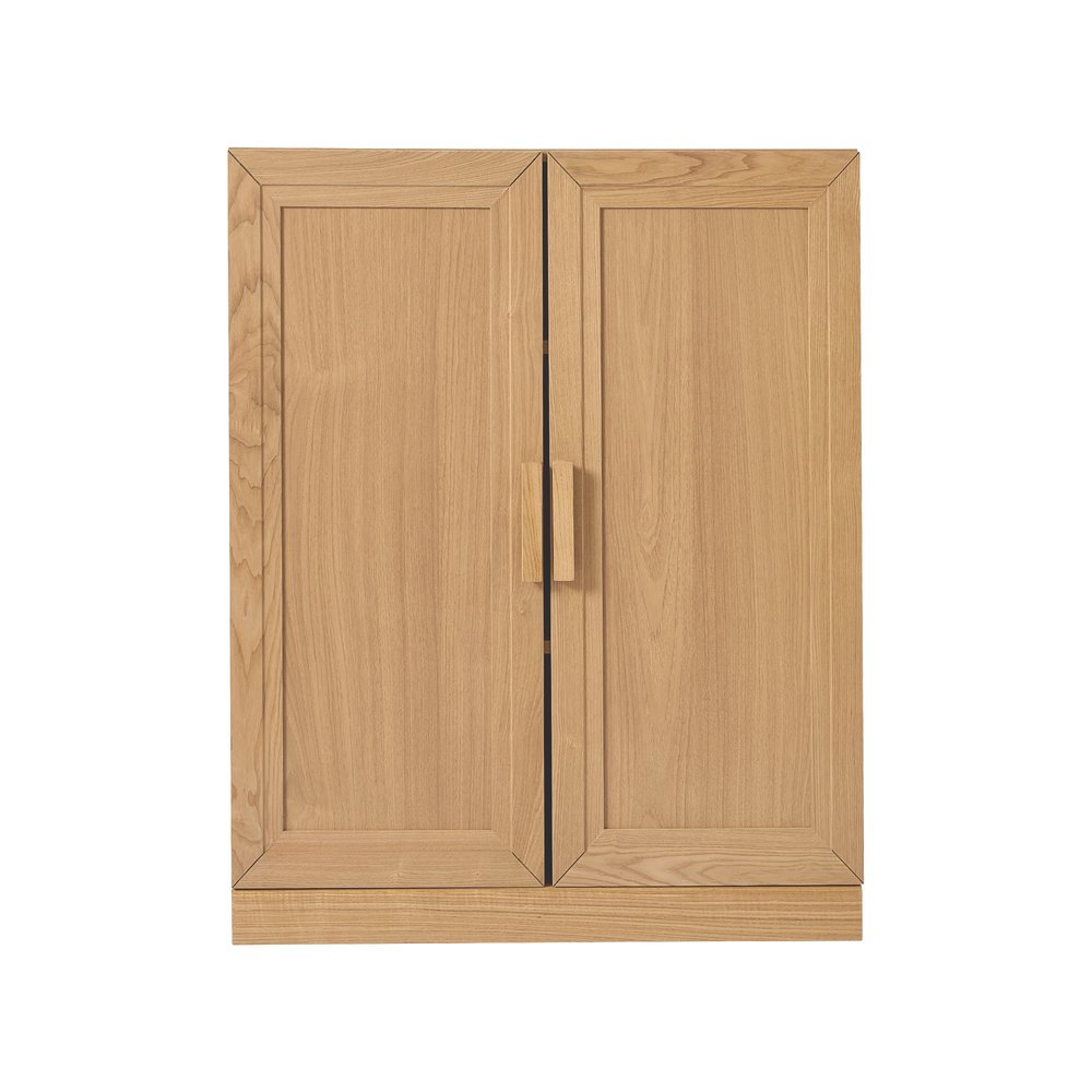 Set Of Two Natural Wood Corner Accent Cabinet With Two Doors  Warm Home View