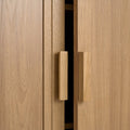 Set Of Two Natural Wood Corner Accent Cabinet With Two Doors  Warm Home View