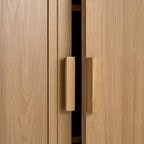 Set Of Two Natural Wood Corner Accent Cabinet With Two Doors  Warm Home View