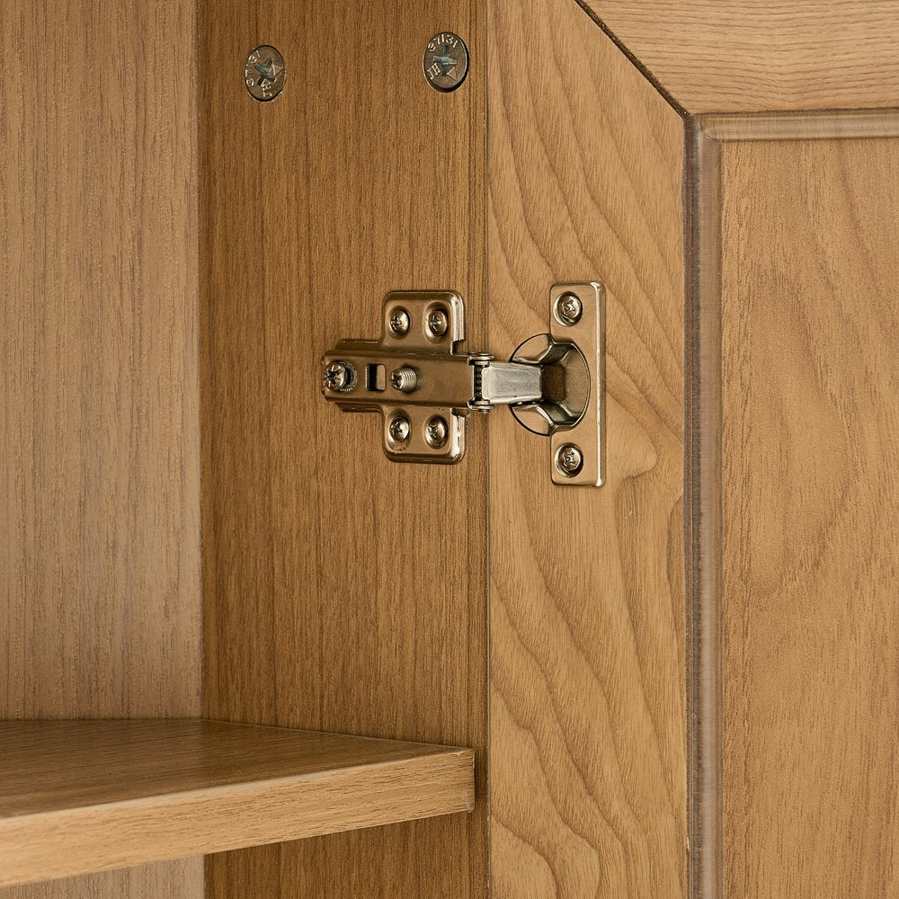 Set Of Two Natural Wood Corner Accent Cabinet With Two Doors  Warm Home View