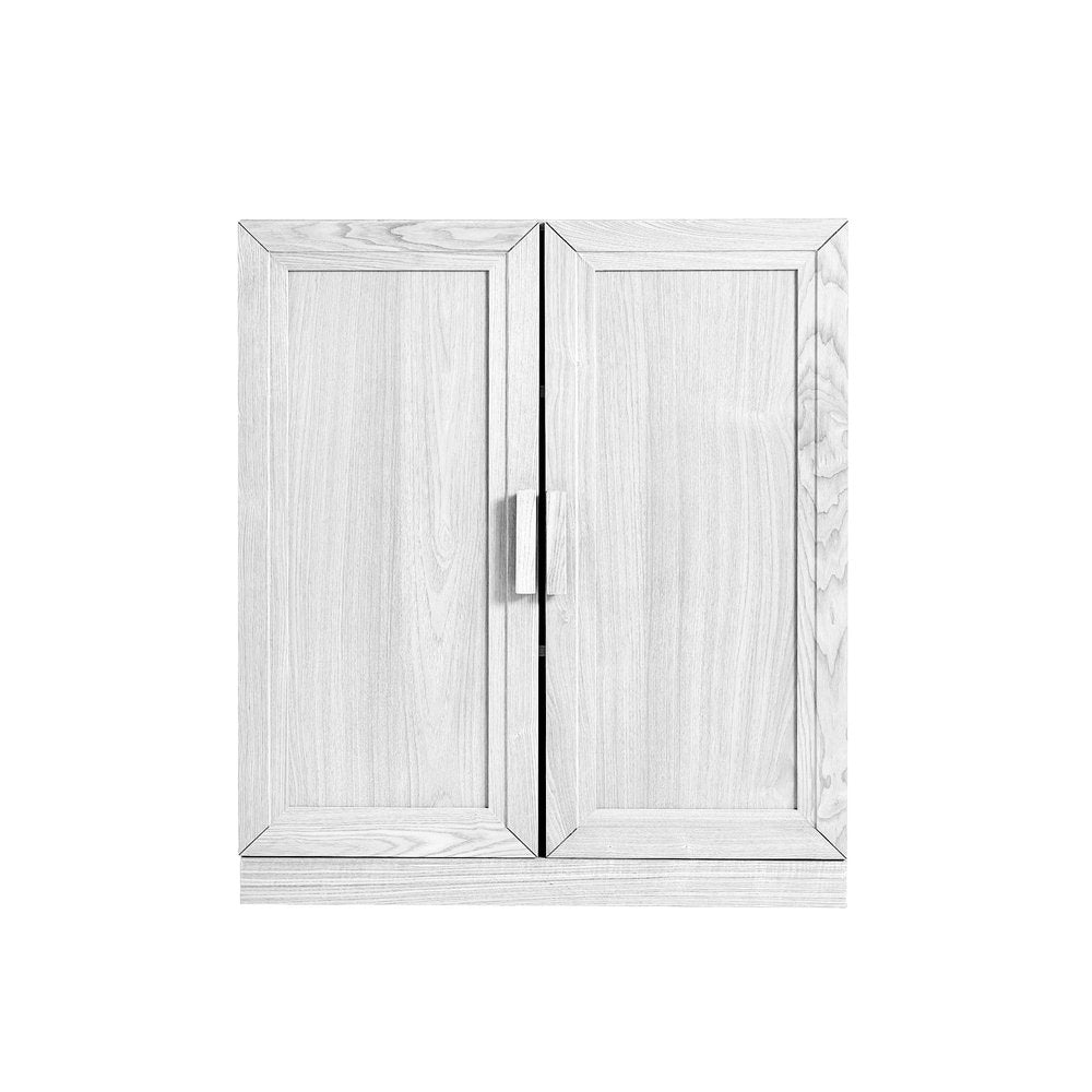 Set Of Two White Wood Corner Accent Cabinet With Two Doors  Warm Home View