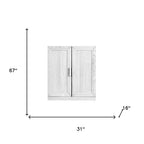 Set Of Two White Wood Corner Accent Cabinet With Two Doors  Warm Home View