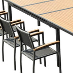 11 Piece Natural and Black Solid Wood Dining Set with Ten Chairs  Warm Home View